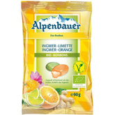 Bonbons végétaliens au goût gingembre-citron vert et garniture gingembre-orange BIO 90g - ALPENBAUER